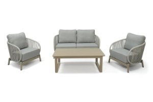 "Прато" лаунж-зона из искусственного ротанга на 4 персоны, цвет светло-серыйцвет светло-серый