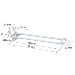 Крючок двойной DOUBLE HOOK-MP-100, белый, в перфорацию, длина 100 мм