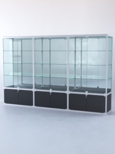 Витрина "ПРЯМОУГОЛЬНАЯ" №2-3м-500-3 (задняя стенка - зеркало), Черный