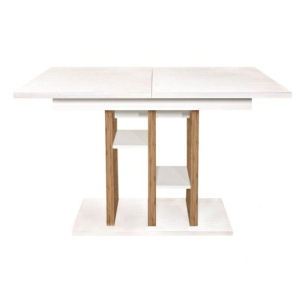 Стол раздвижной Best, белый структурный, лдсп, цвет опоры дуб натуральный
