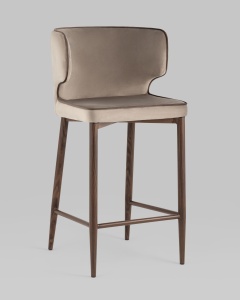 Стул полубарный Матео с кантом велюр шампань ножки дерево