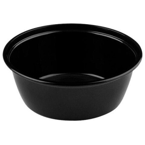 Контейнер одноразовый 950 мл, С КРЫШКОЙ, круглый, диаметр 172 мм, черный/прозрачный, ПП, ВЗЛП, 1265Ч