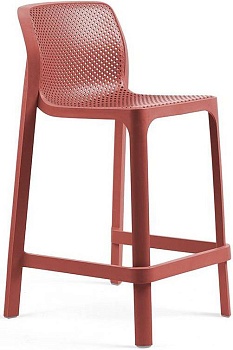 Стул пластиковый полубарный Net Stool Mini коралловый