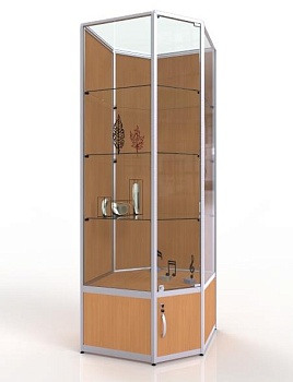 ВА-353-Д Витрина из профиля задняя стенка ДСП с накопителем (угловая) К ВА- 350-Д,351-Д цвет Дуб сонома