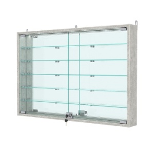 Витрина настенная №3-8АУ с зеркалом с подсветкой, Метрополитан Грей