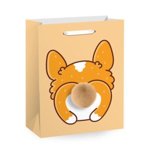 Пакет подарочный (1 штука) 18х10х23 см (M), "Corgi's Tail", пушистый хвостик, ЗОЛОТАЯ СКАЗКА, 700835