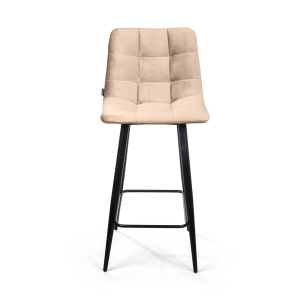 Стул полубарный Уно, бархат бежевый 5 / чёрный конус