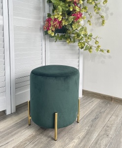 Пуф для гостиной РАЙС (RICE) цвет BLUVEL-78 зеленый / золотой