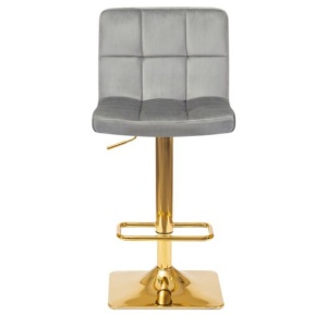 Барный стул Арканес, золотая база, велюр серый