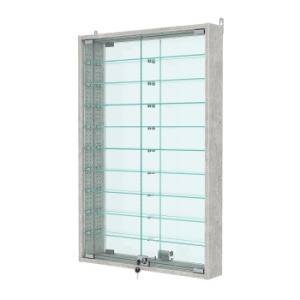 Витрина настенная с регулировочными полками №2-6АУ-РЕГ с зеркалом, Метрополитан Грей