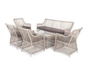 "Асти" лаунж-зона из искусственного ротанга на 6 персоны, цвет бежевыйцвет Бежевый