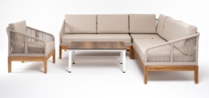 "Канны" модульная угловая лаунж-зона из роупа (веревки), основание дуб, цвет бежевыйцвет Бежевый