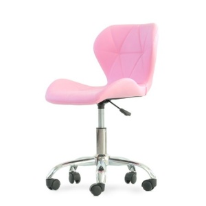 Стул на колесах Perfecto Roll, розовая экокожа