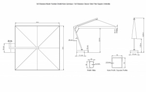 Зонт профессиональный 3х3 м Banana коричневый, натуральный