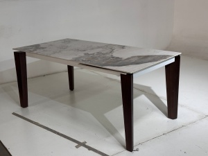 Стол ЭЗМИР (ESMIR) 180 цвет ПАНДОРА (GLOSS LUXURY PANDORA SOLID CERAMIC) / ОРЕХ, ®DISAUR