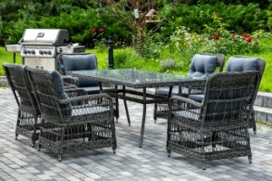 "Цесена" обеденная группа плетеная из искусственного ротанга, цвет графитцвет Графит